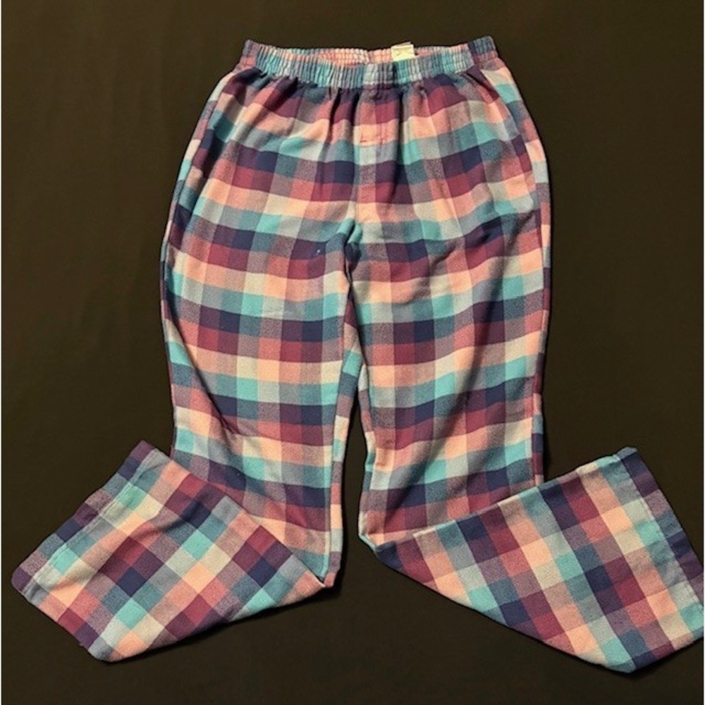 LL Bean kids pajama pants, size 14/16, pastel plaid design